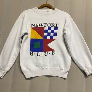 Vintage Newport Blue Women’s Sweatshirt Small 1986 80s Crewneck Nautical Sailing